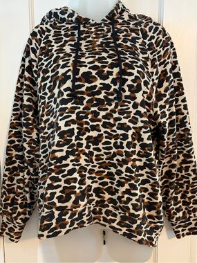 Lou & Grey Leopard Print Hooded Sweatshirt - Black, Brown, Cream